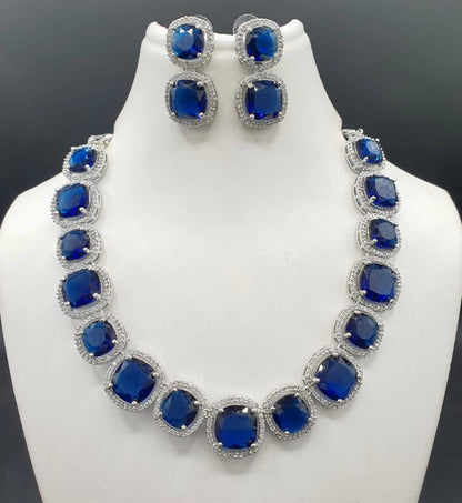 Beautiful Sarwosiki CZ Necklace Set With Earrings