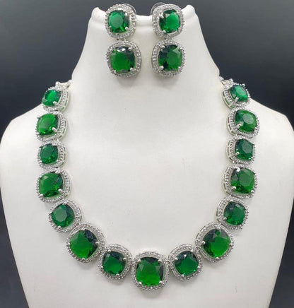 Beautiful Sarwosiki CZ Necklace Set With Earrings