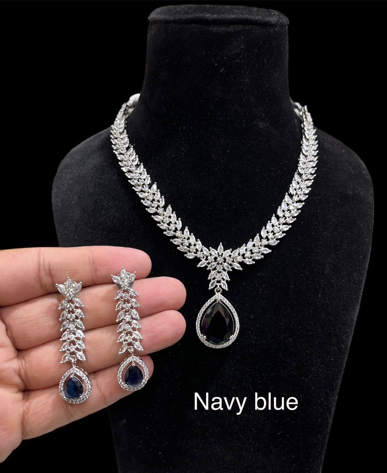 American Diamond Necklace Set With Stone