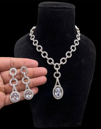 Chain Design American Diamond Necklace Set