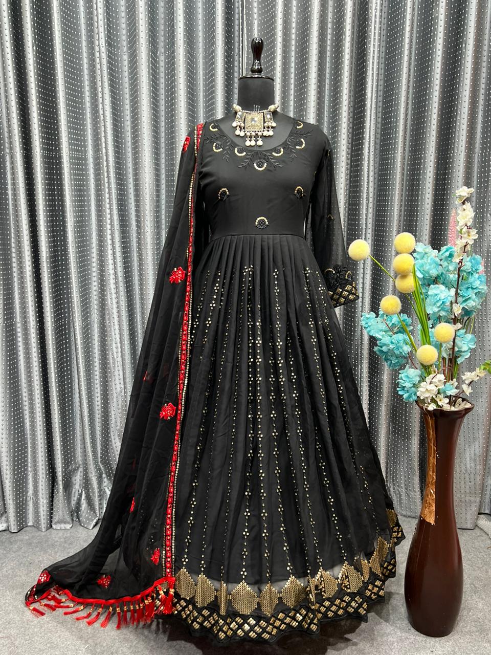 Designer Party Wear Gown With Embroidery Work