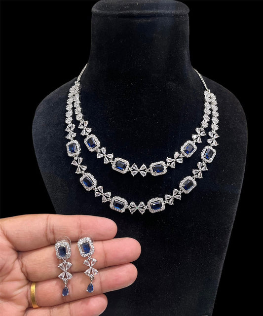 Two Layer Partywear American Diamond Necklace Set