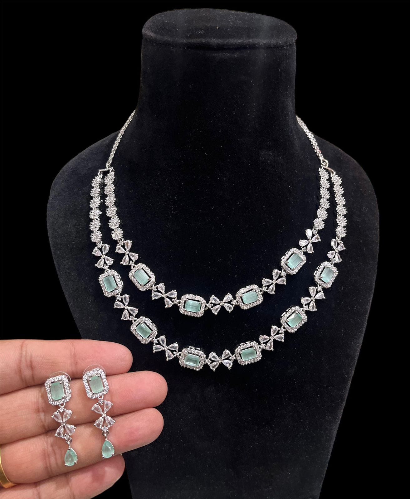 Two Layer Partywear American Diamond Necklace Set