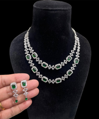 Two Layer Partywear American Diamond Necklace Set