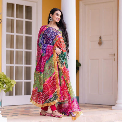 Soft Georgette Full Flair Gown With Printed Work