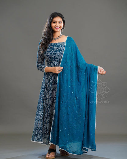 Soft Georgette Printed Gown With Sequence Duppatta