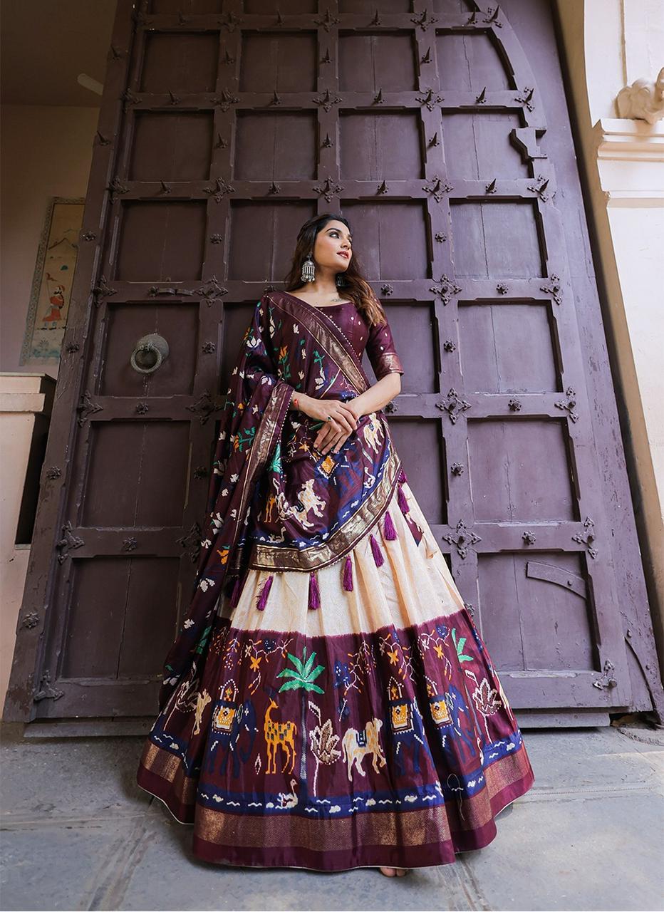 Pasima Silk Foil Print Lehenga With Chaniya Choli