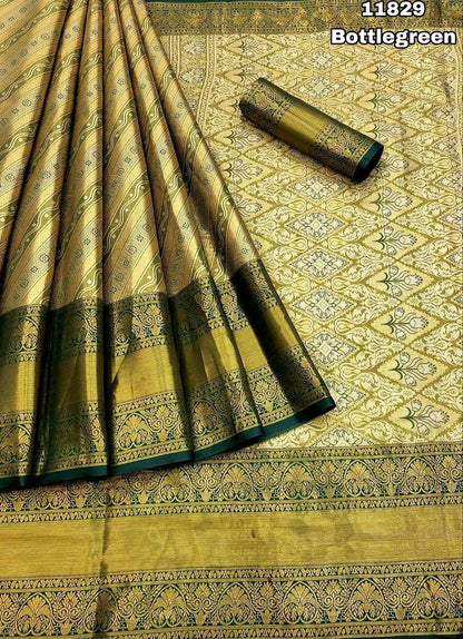 Kanjivaram Silk Saree With Golden Zari Weaving