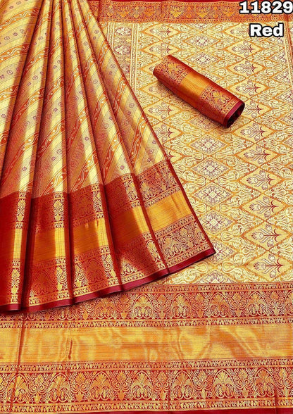 Kanjivaram Silk Saree With Golden Zari Weaving