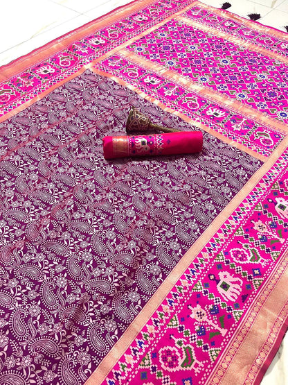 Soft Patola Silk With Chinakari and Minakari Work