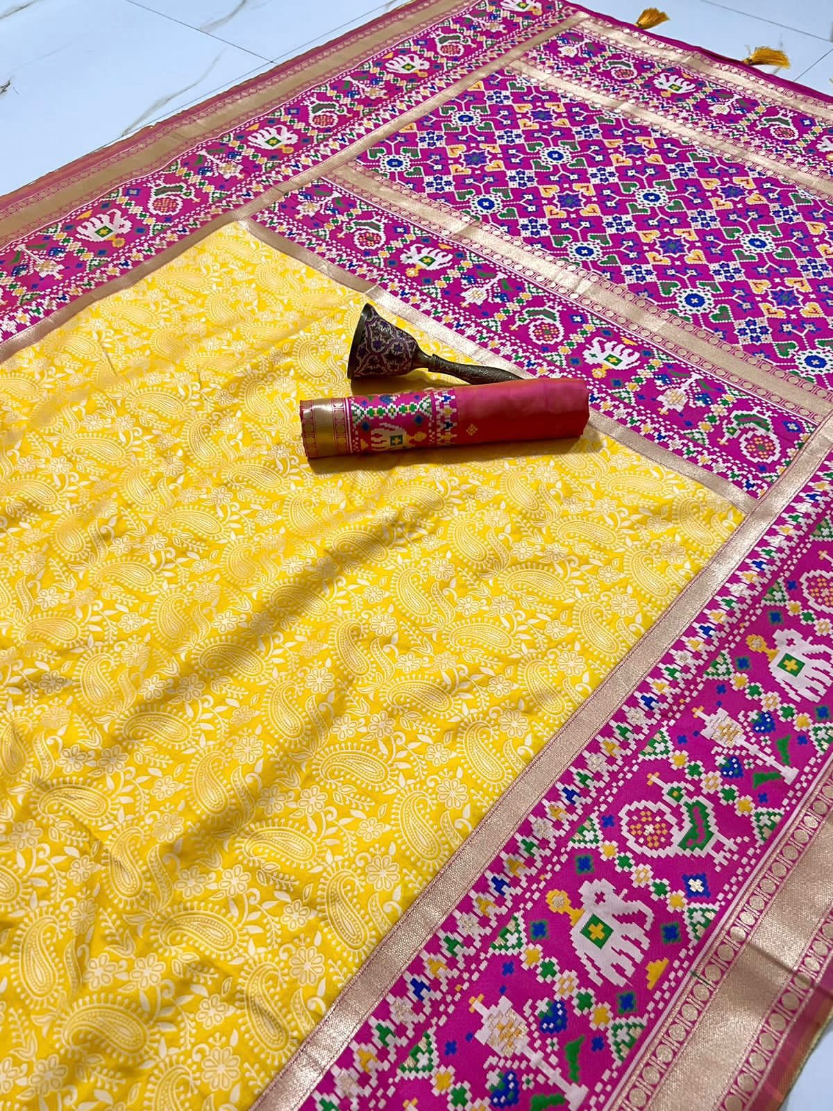 Soft Patola Silk With Chinakari and Minakari Work