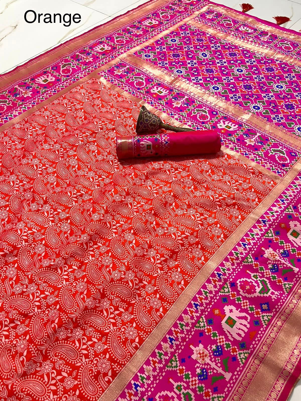 Soft Patola Silk With Chinakari and Minakari Work