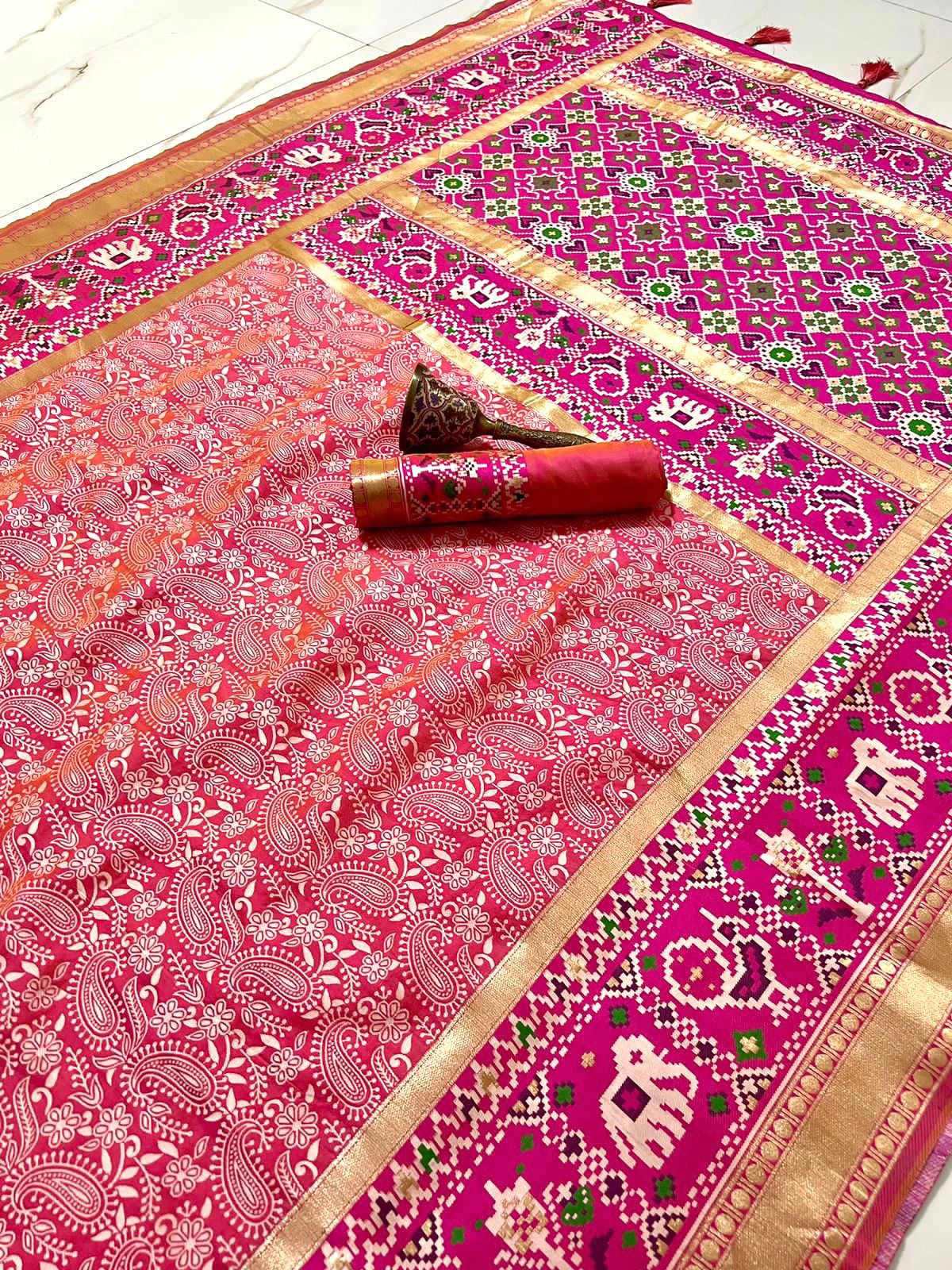 Soft Patola Silk With Chinakari and Minakari Work