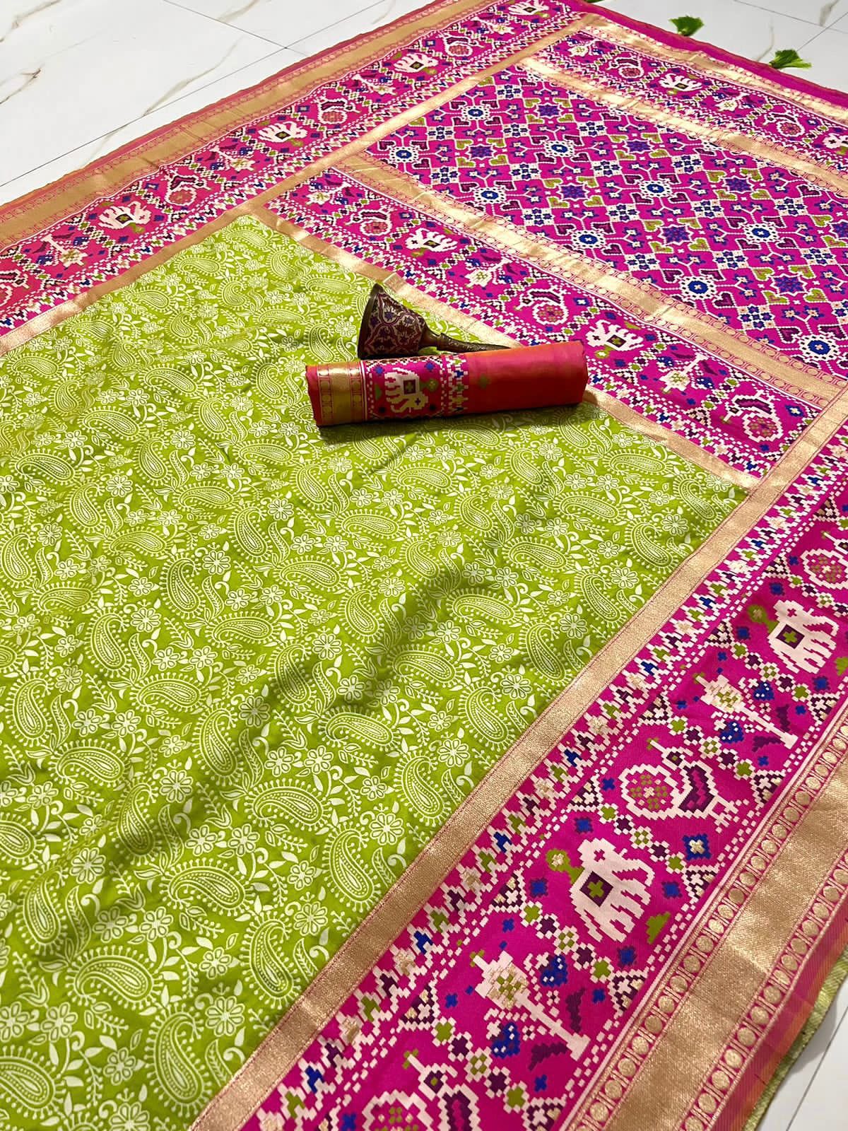 Soft Patola Silk With Chinakari and Minakari Work