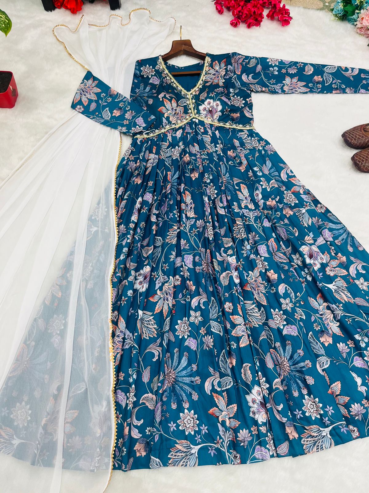 Aliya Cut Flower Print Suit Set | Stylish And Beautiful Kurti Set | Elegant Party  Wear Aliya Cut Suit Set