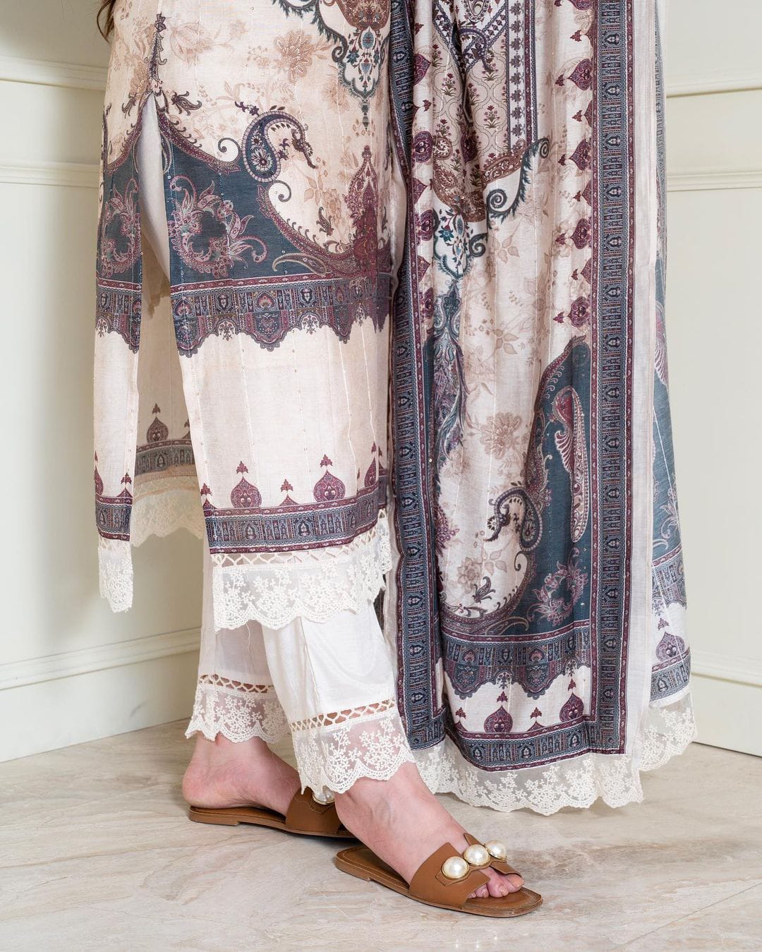 Pakistani Style Suit With Digital Print and Sequince Work