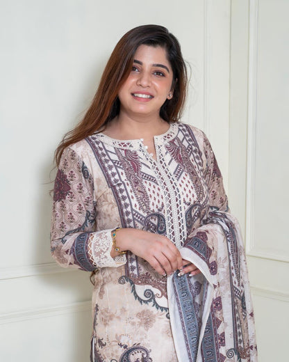 Pakistani Style Suit With Digital Print and Sequince Work