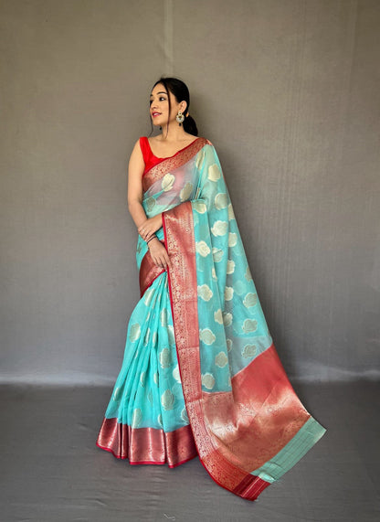 Georgette Saree With Foil Print and Prizyam Work