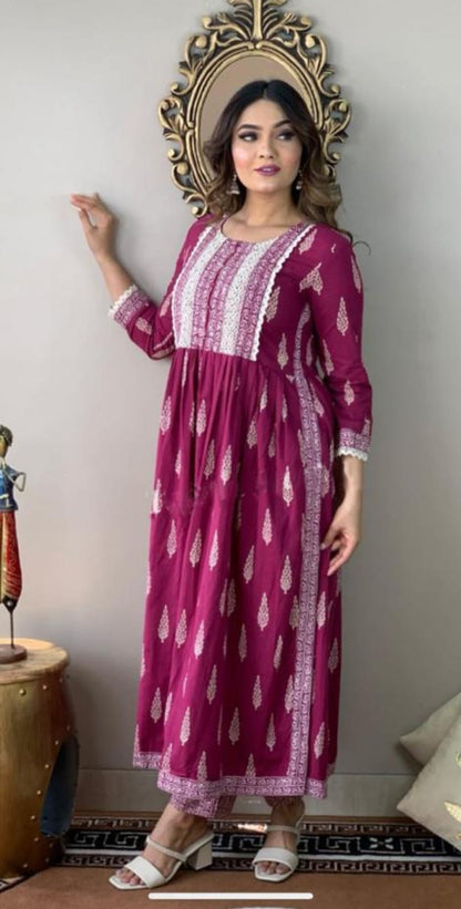 Stylish Reyon Long Nayra Cut Kurta Set