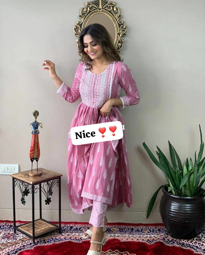 Stylish Reyon Long Nayra Cut Kurta Set