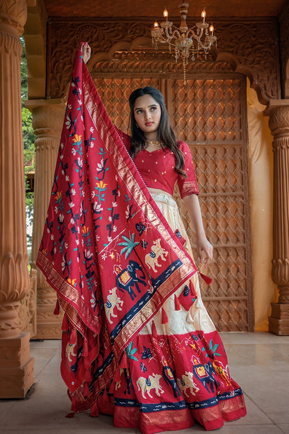 Gujarati Style Ethnic Dola Silk Lehenga Choli