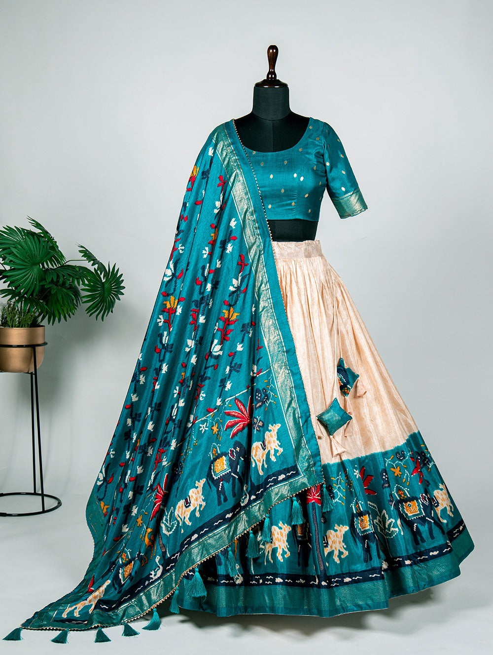 Gujarati Style Ethnic Dola Silk Lehenga Choli