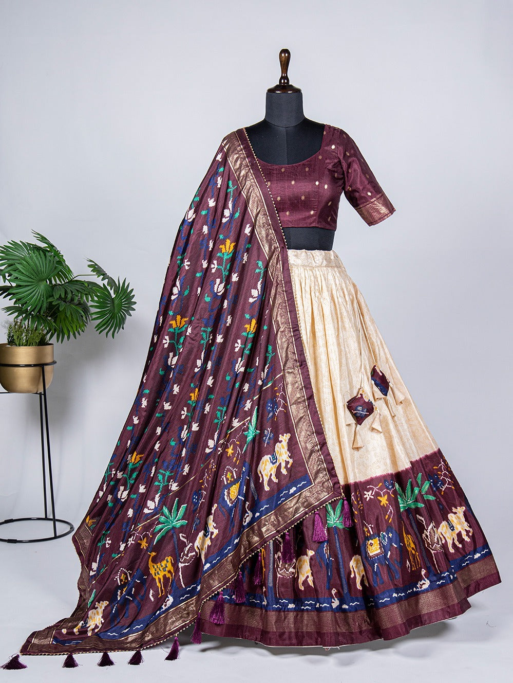 Gujarati Style Ethnic Dola Silk Lehenga Choli