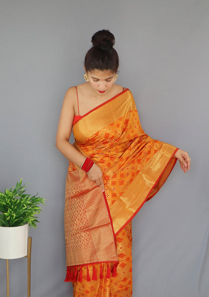 Soft Patan Patola Silk Saree With Rich Pallu and Tussles