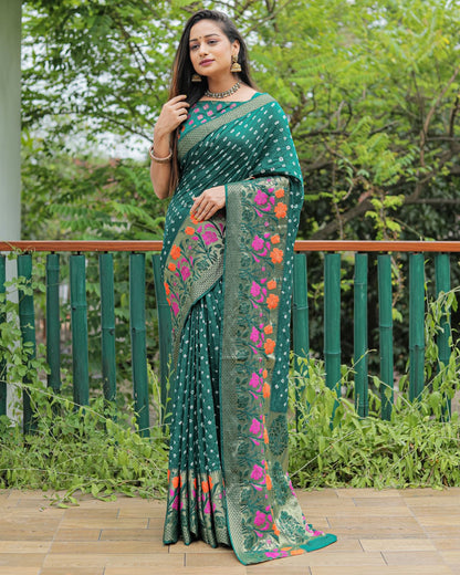 Soft Kanchipuram Bandhej Silk Saree With Minakari Work