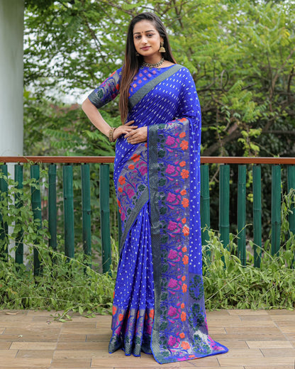 Soft Kanchipuram Bandhej Silk Saree With Minakari Work