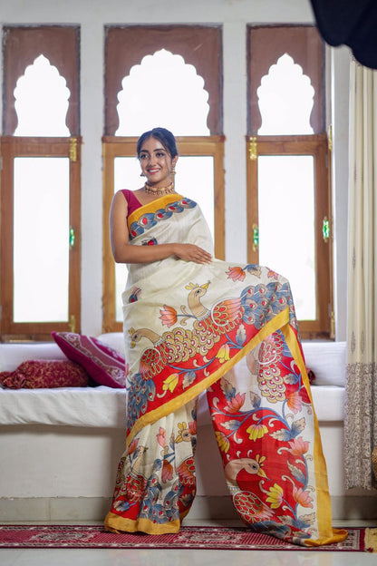 Soft Mulmul Silk Saree With Digital Print