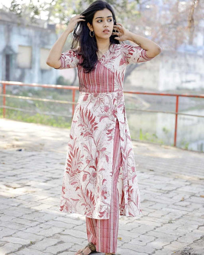 Soft Reyon Cotton Floral Printed Kurti Set With Smart Slit