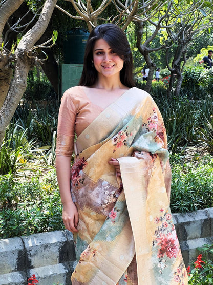 Soft Maheshwari Silk Saree With All Over Zari Work