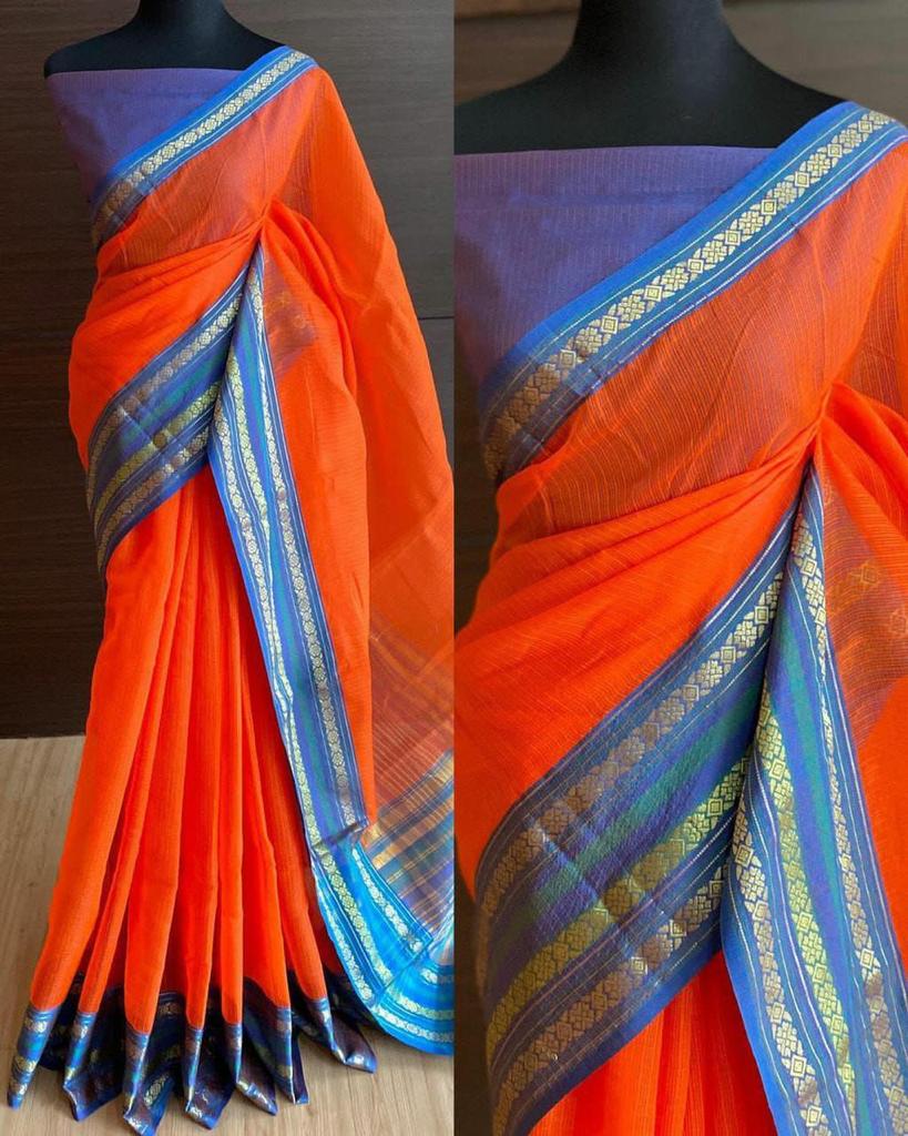 Kota Doriya Cotton Saree With Full Heavy Ikkat Border