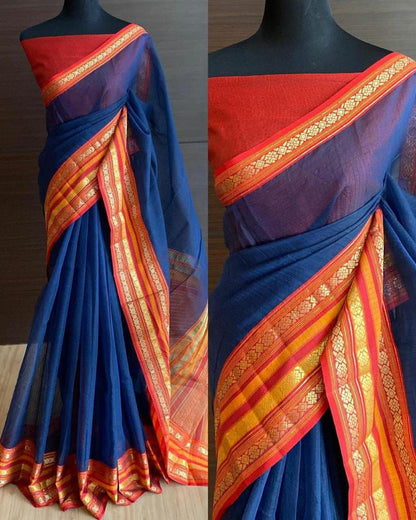 Kota Doriya Cotton Saree With Full Heavy Ikkat Border