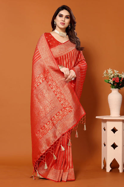 Soft Designer Banarasi Silk Saree With Jari Weaving