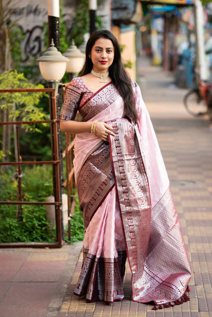 Soft Banarasi Silk Saree With Zari Border