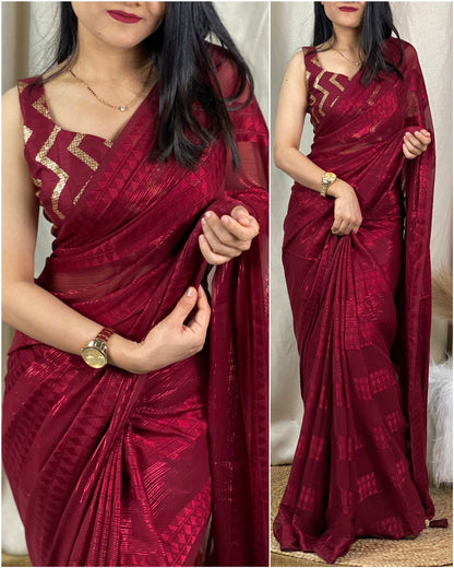 Soft Sequence Georgette Saree With Mono Silk Blouse