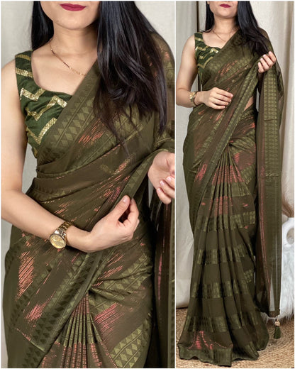 Soft Sequence Georgette Saree With Mono Silk Blouse