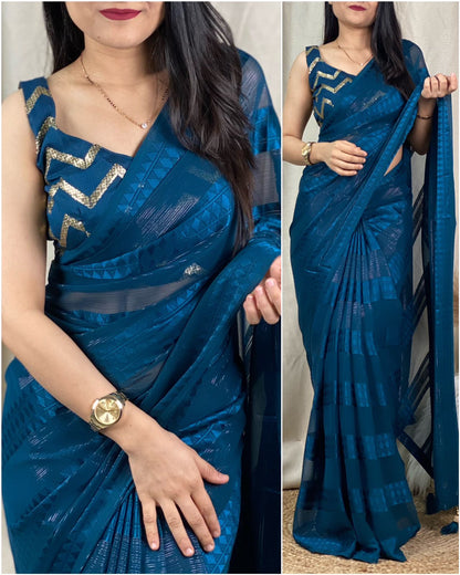 Soft Sequence Georgette Saree With Mono Silk Blouse