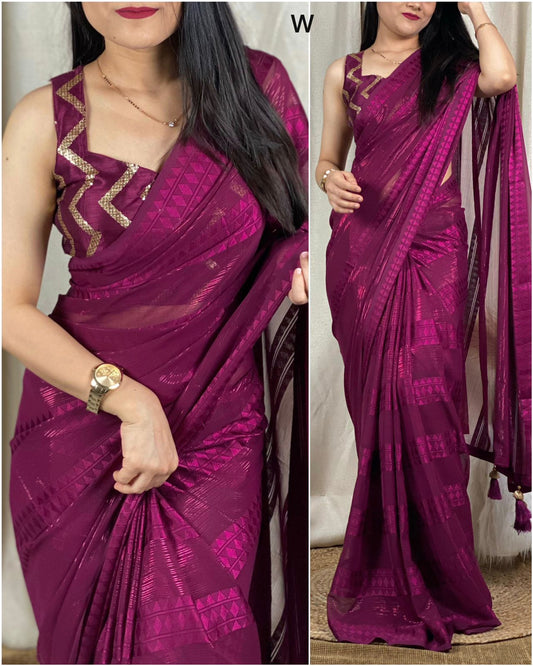 Soft Sequence Georgette Saree With Mono Silk Blouse