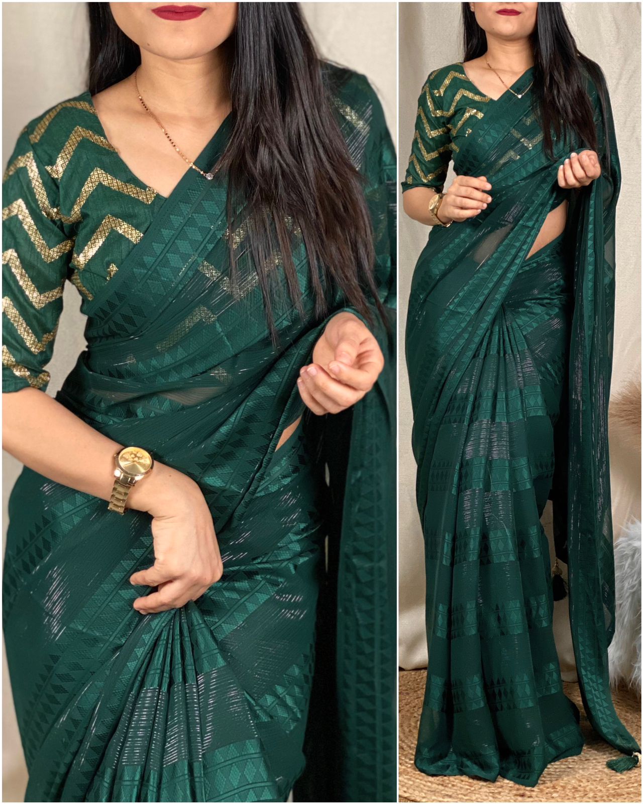 Soft Sequence Georgette Saree With Mono Silk Blouse