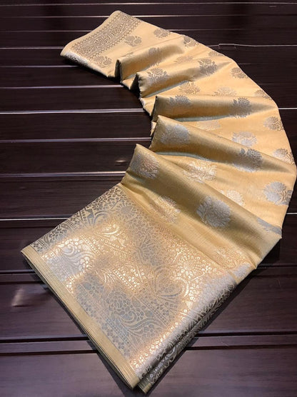 Soft Chanderi Silk Saree With Zari Weaving Border