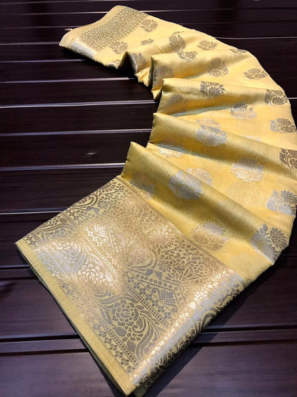 Soft Chanderi Silk Saree With Zari Weaving Border