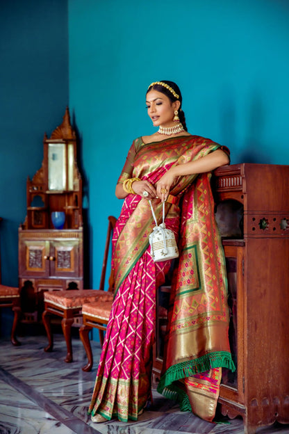 Soft Banarasi Patola Silk Saree With Zari Weaving