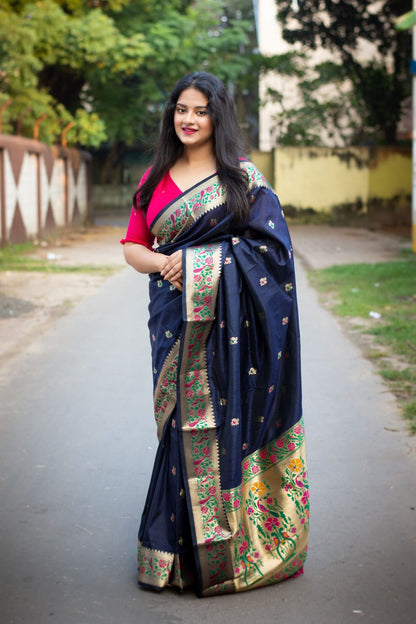 Soft Gicha Paithani Silk Saree With Zari Weaving Border