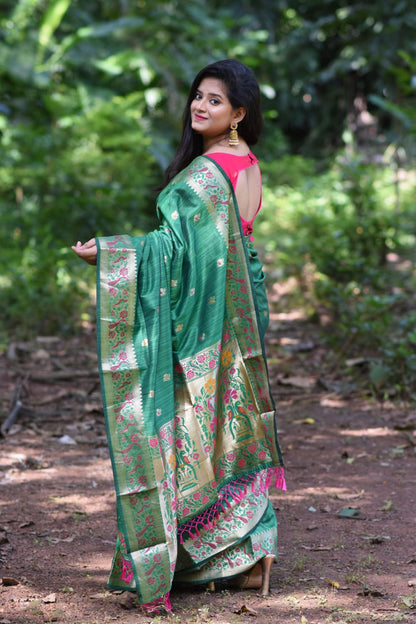 Soft Gicha Paithani Silk Saree With Zari Weaving Border