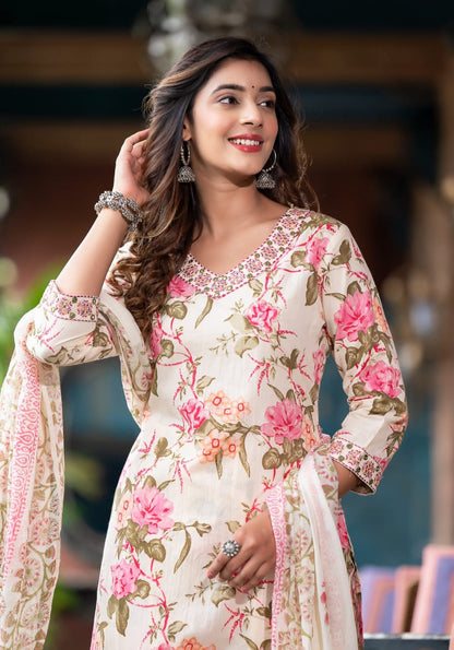 Afghani Pink Kurti Set With Embroidery