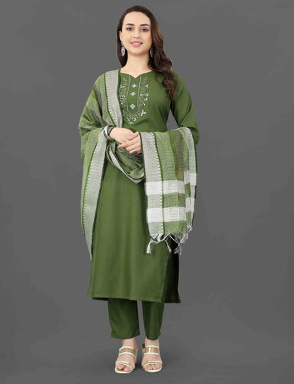 Soft Cotton Blended Kurti Set With Embroidery Design