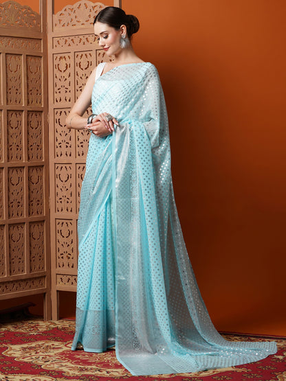 Soft Georgette Saree With Small Butta and Jacquard Border